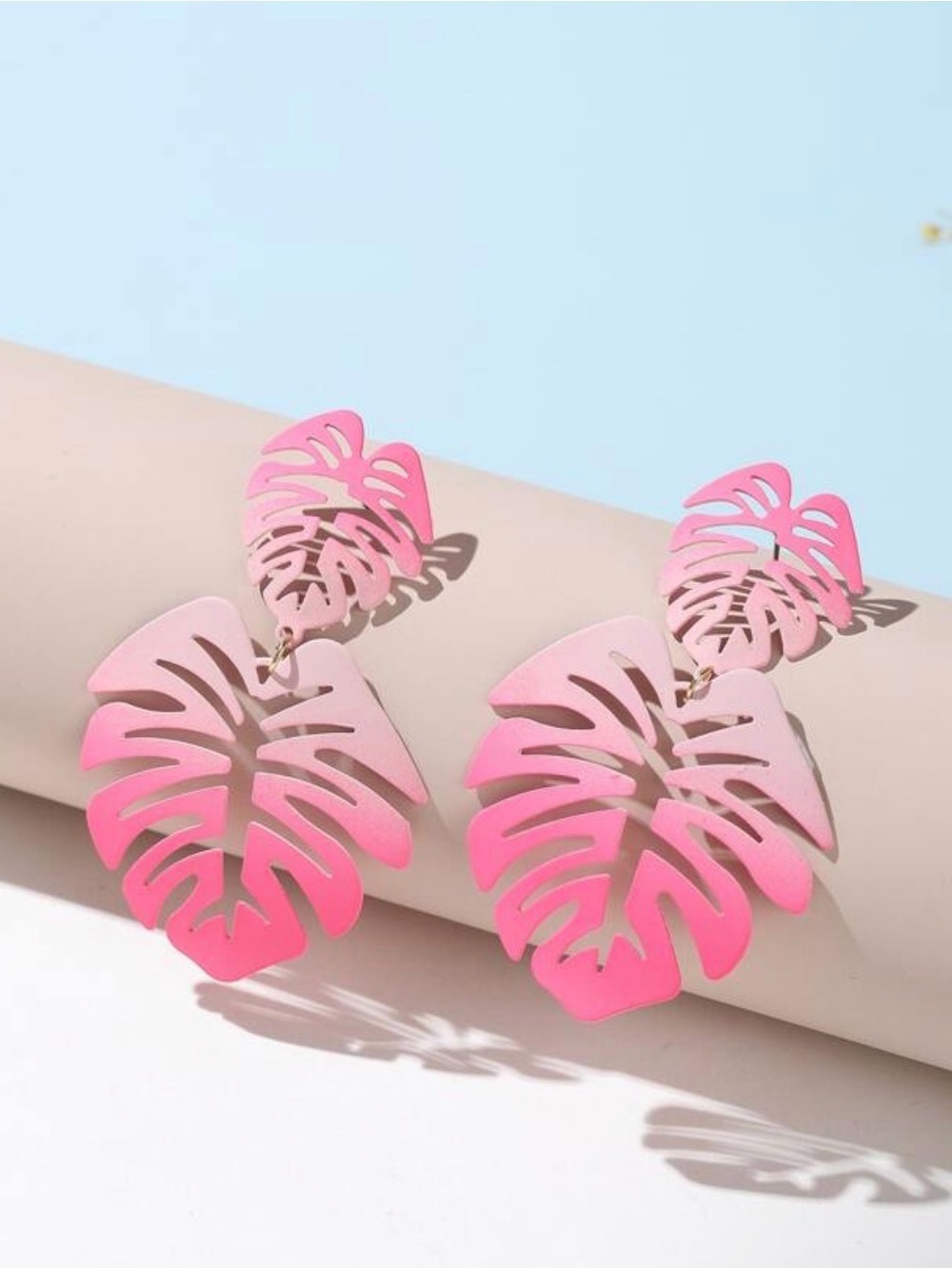 Earrings  tropical leaf beach